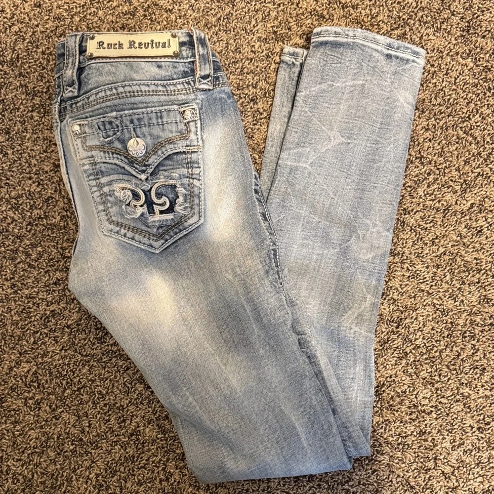 Rock Revival Light Blue Skinny Jeans - Picture 1 of 11